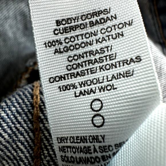 Lucky Brand The Pendleton Trucker Denim Jacket Wool Cotton Aztec Jean Blue Large - Picture 3 of 5